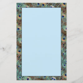 Blauwe Peacock Tail Feather Design Briefpapier She