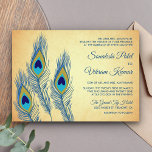 Blauwe Peacock Veren Indiase bruiloft Kaart<br><div class="desc">Verras uw gasten met deze elegante pauw thema bruiloft uitnodiging met prachtige pauwenveren met elegante typografie op een perkamenten achtergrond. Voeg eenvoudig uw evenementgegevens toe aan deze gebruiksvriendelijke sjabloon om er een unieke uitnodiging van te maken. Draai de kaart om zodat een blauw en beige stippen-patroon op de achterkant van...</div>