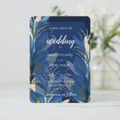 Blauwe peacock-veren laten Waterverf over Kaart (Staand voorkant)