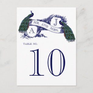 Blauwe  Peacock Weddenschapenkaart Briefkaart