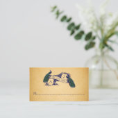 Blauwe Peacocks Vintage Trouwplaats Kaart Plaatskaartje (Staand voorkant)