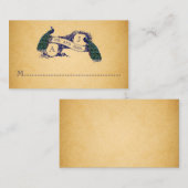 Blauwe Peacocks Vintage Trouwplaats Kaart Plaatskaartje (Voorkant / Achterkant)