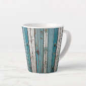 Blauwe Peeling Verf Houten Hek Latte Mok (Rechterhoek)
