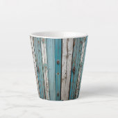Blauwe Peeling Verf Houten Hek Latte Mok (Voorkant)