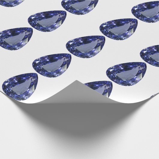 Blauwe peer patroon cadeaupapier (Hoek)