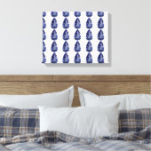 Blauwe peer patroon canvas afdruk (Insitu (Slaapkamer))