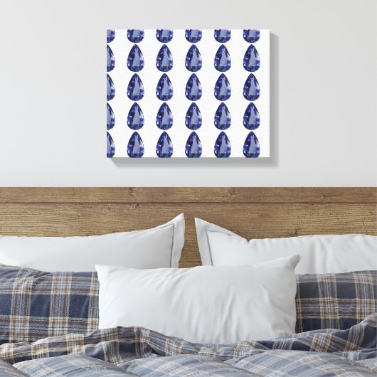 Blauwe peer patroon canvas afdruk (Insitu (Slaapkamer))