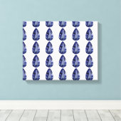 Blauwe peer patroon canvas afdruk (Insitu (Houten vloer))