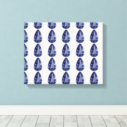 Blauwe peer patroon canvas afdruk (Insitu (Houten vloer))