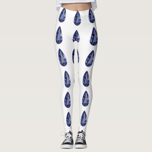 Blauwe peer patroon leggings (Voorkant)