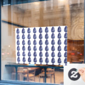 Blauwe peer patroon raamsticker (Cafe Raam)