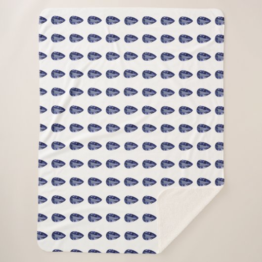 Blauwe peer patroon sherpa deken (Voorkant)