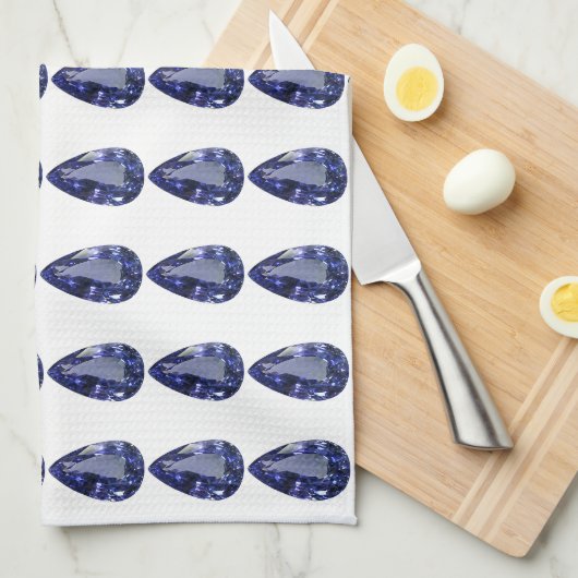 Blauwe peer patroon theedoek (Quarter Fold)
