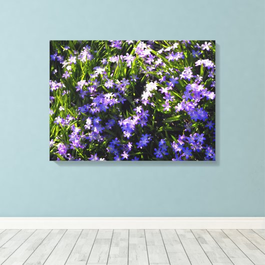 Blauwe pekelbloemen canvas afdruk (Insitu (Houten vloer))