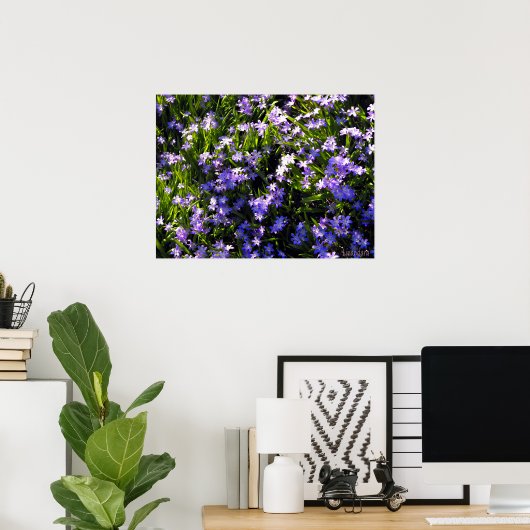 Blauwe pekelbloemen poster (Thuiskantoor)