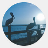 Blauwe Pelikaan/Sticker Ronde Sticker (Voorkant)