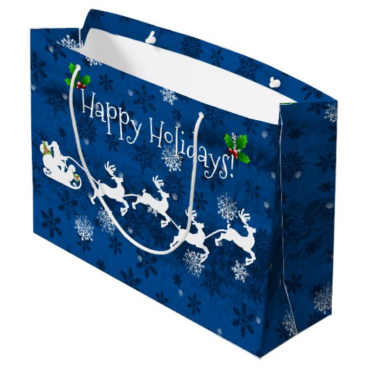 Blauwe pendelbuis en rendiertas groot cadeauzakje (Achterkant Gekanteld)