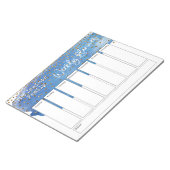 Blauwe penseelgouden Confetti weekblad Notitieblok (Schuin)