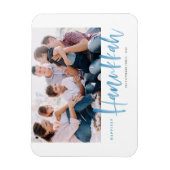 Blauwe penseelkalligrafie gelukkigste hanukkafoto magneet (Verticaal)