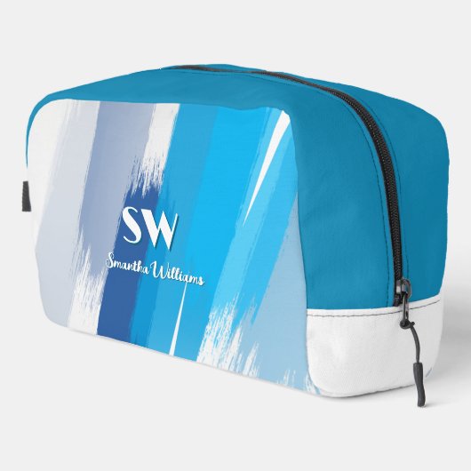 Blauwe penseelstreek klein toilettasje (Rechterhoek)