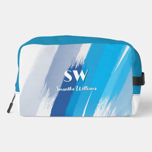 Blauwe penseelstreek klein toilettasje (Achterkant)