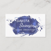 Blauwe penseelstreek | Moderne Waterverf Visitekaartje (Voorkant)