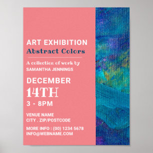 Blauwe penseelstreken, artistieke tentoonstelling poster