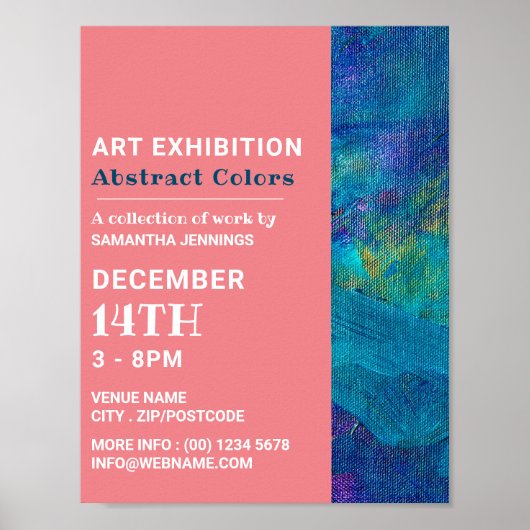 Blauwe penseelstreken, artistieke tentoonstelling  poster (Voorkant)