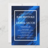 Blauwe penseelstreken Custom Photo BAR BAT MITZVAH Kaart (Voorkant)