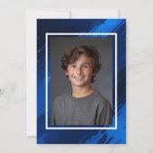 Blauwe penseelstreken Custom Photo BAR BAT MITZVAH Kaart (Achterkant)