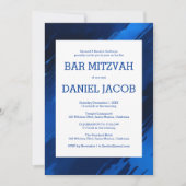 Blauwe penseelstreken Custom Photo BAR BAT MITZVAH Kaart (Voorkant)