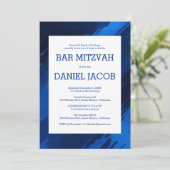 Blauwe penseelstreken Custom Photo BAR BAT MITZVAH Kaart (Staand voorkant)