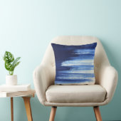 Blauwe Penseelstreken Kunst Kussen (Stoel)