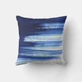 Blauwe Penseelstreken Kunst Kussen (Achterkant)