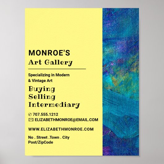 Blauwe penseelstreken, Kunsthandelaar, Galerij Adv Poster (Voorkant)