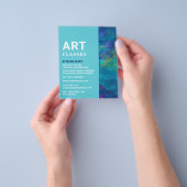 Blauwe penseelstreken, kunstleraar, kunstklassen flyer (Hand)