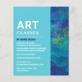 Blauwe penseelstreken, kunstleraar, kunstklassen flyer (Voorkant)