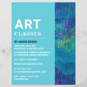 Blauwe penseelstreken, kunstleraar, kunstklassen flyer (Voorkant)