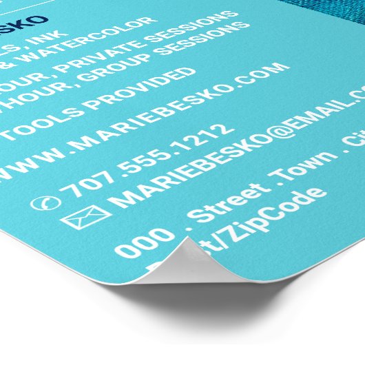 Blauwe penseelstreken, kunstleraar, kunstklassen poster (Hoek)