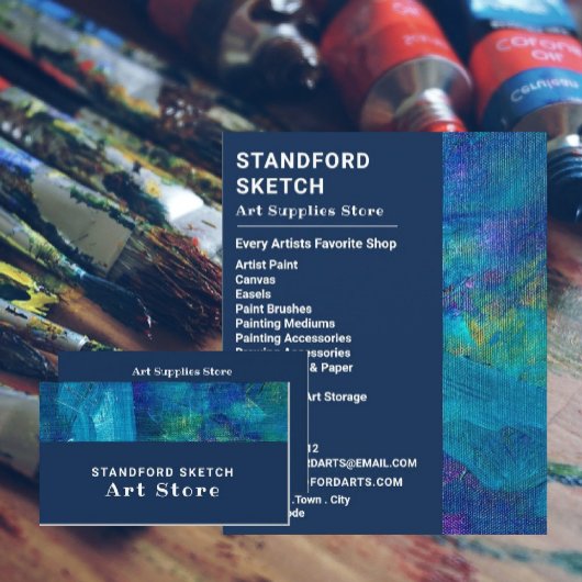 Blauwe penseelstreken, kunstvoorraad flyer