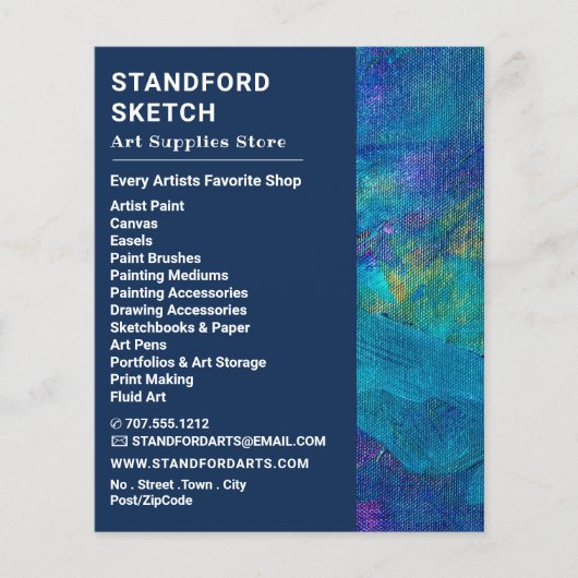 Blauwe penseelstreken, kunstvoorraad flyer (Voorkant)