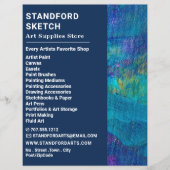 Blauwe penseelstreken, kunstvoorraad flyer (Voorkant)