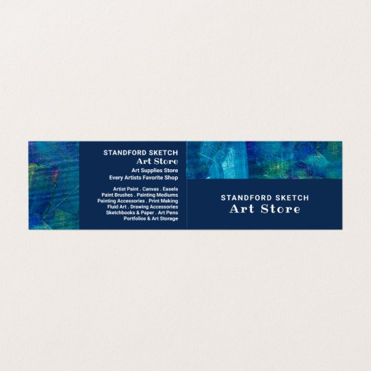 Blauwe penseelstreken, kunstvoorraad, gedetailleer visitekaartje (Buitenkant ongevouwen)