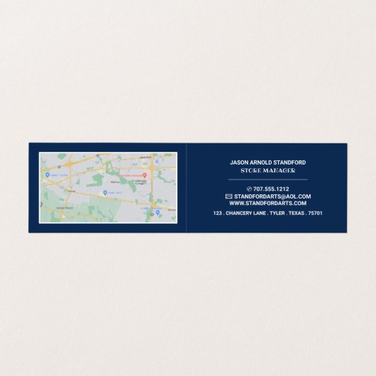 Blauwe penseelstreken, kunstvoorraad, gedetailleer visitekaartje (Binnenkant ongevouwen)