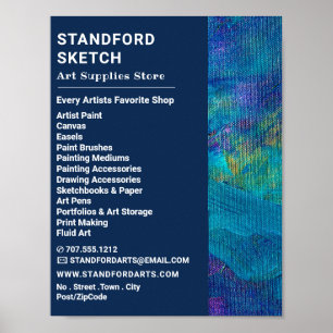 Blauwe penseelstreken, kunstvoorraad poster