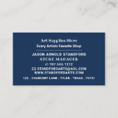 Blauwe penseelstreken, kunstvoorraad visitekaartje (Achterkant)