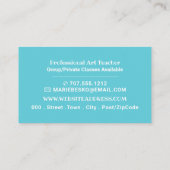 Blauwe penseelstreken, professionele kunstleraar visitekaartje (Achterkant)