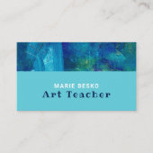 Blauwe penseelstreken, professionele kunstleraar visitekaartje (Voorkant)