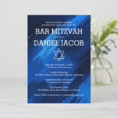 Blauwe penseelstreken Star Custom BAR BAT MITZVAH Kaart (Staand voorkant)
