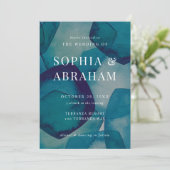 Blauwe Pentagons Waterverf Kaart